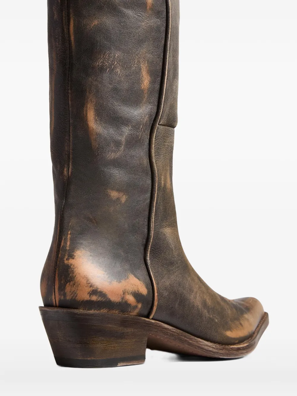 Khaite Clive Over The Knee Western Boot In Brown