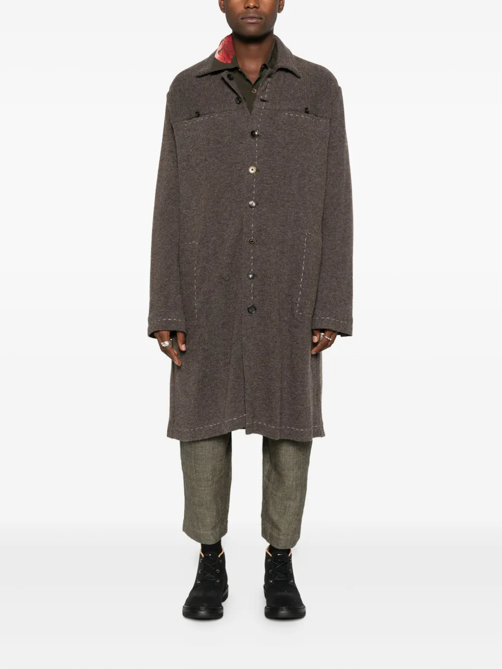A Tentative Atelier stitch-detail button-up coat | Single Breasted Coats | Image 2