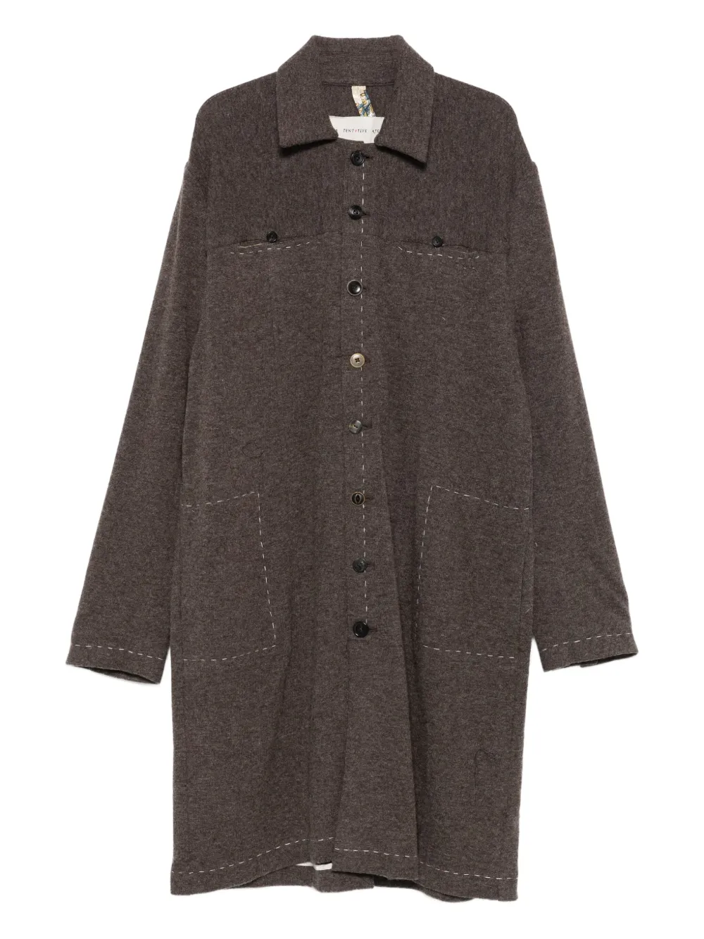 A Tentative Atelier stitch-detail button-up coat | Brown | Image 1