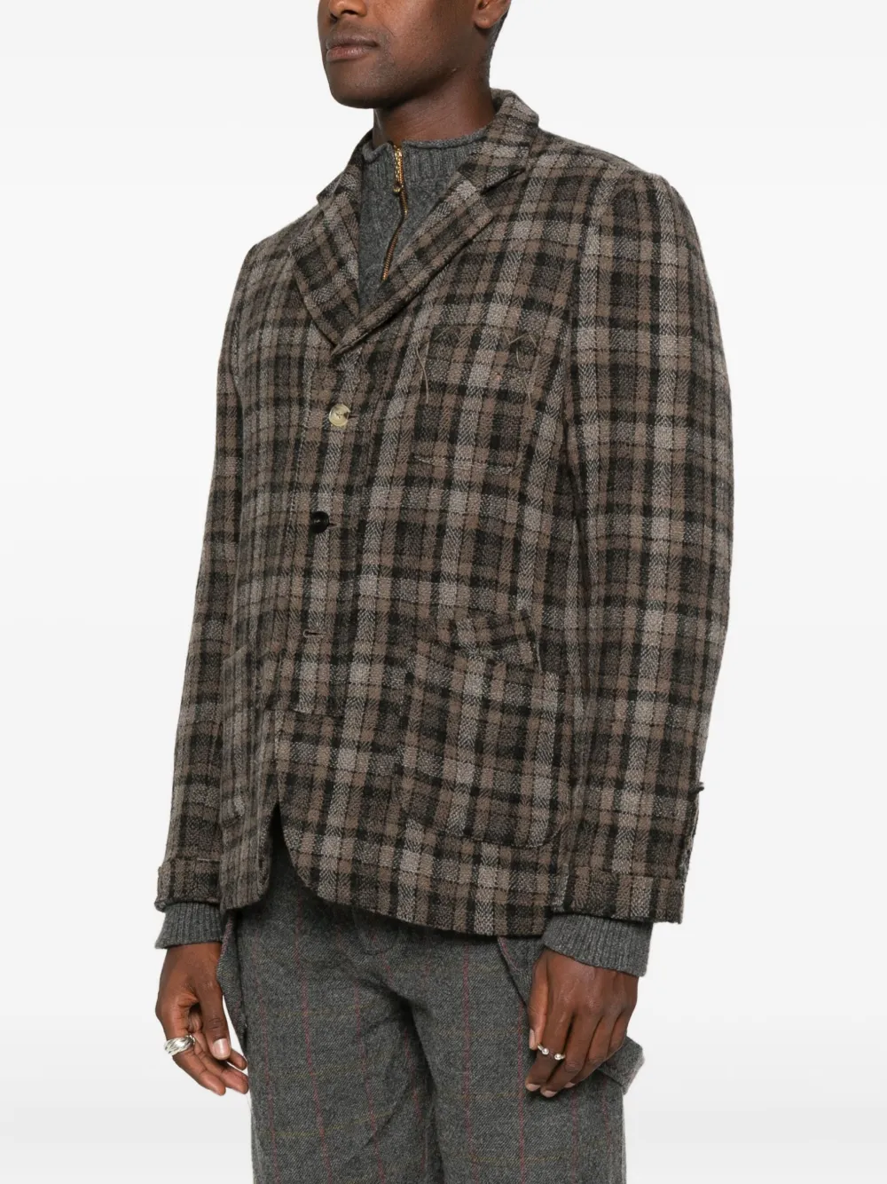  A Tentative Atelier Plaid Shirt Jacket - Brown 