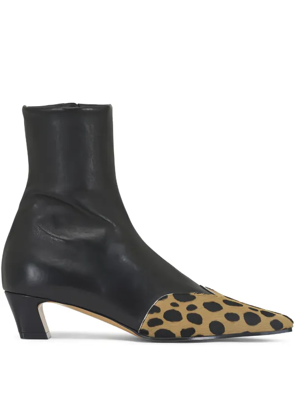 Khaite 40mm Nevada Hyena-print Square Toe Boots in Black