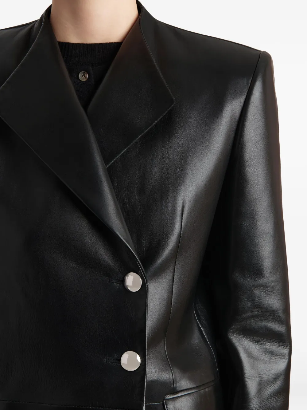 Khaite Button Lambskin Jacket In Black