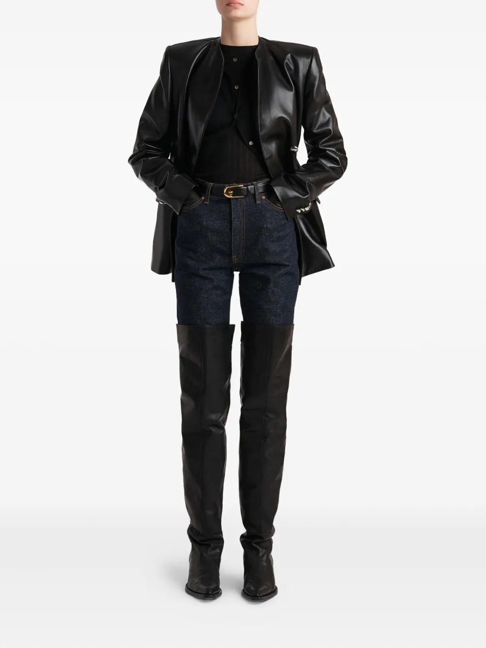 Khaite Button Lambskin Jacket In Black