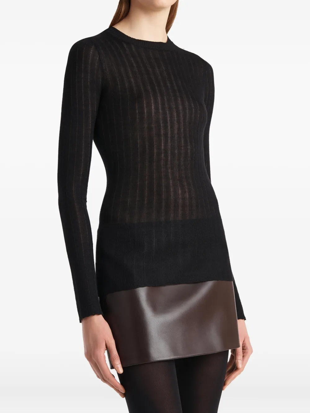 Khaite Elm Ribbed Long-sleeve Top In Black