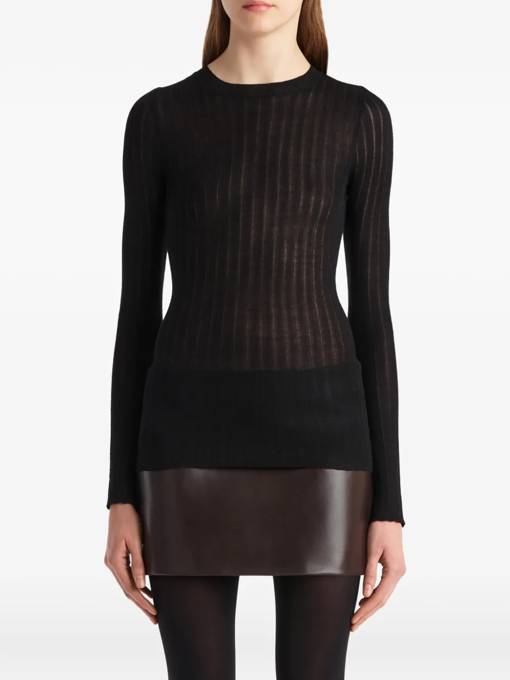 Khaite Elm Ribbed Long-sleeve Top In Black