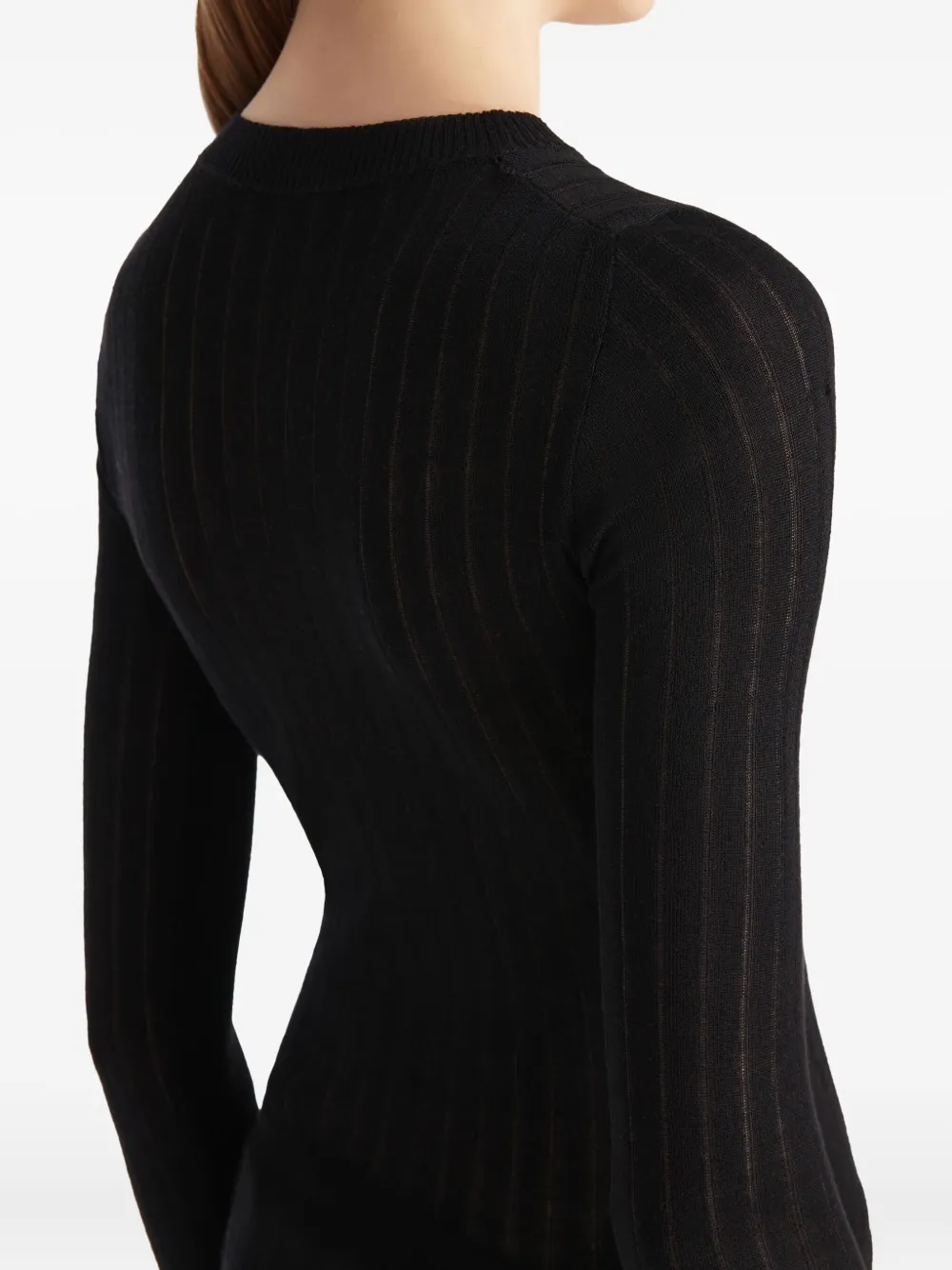 Khaite Elm Ribbed Long-sleeve Top In Black