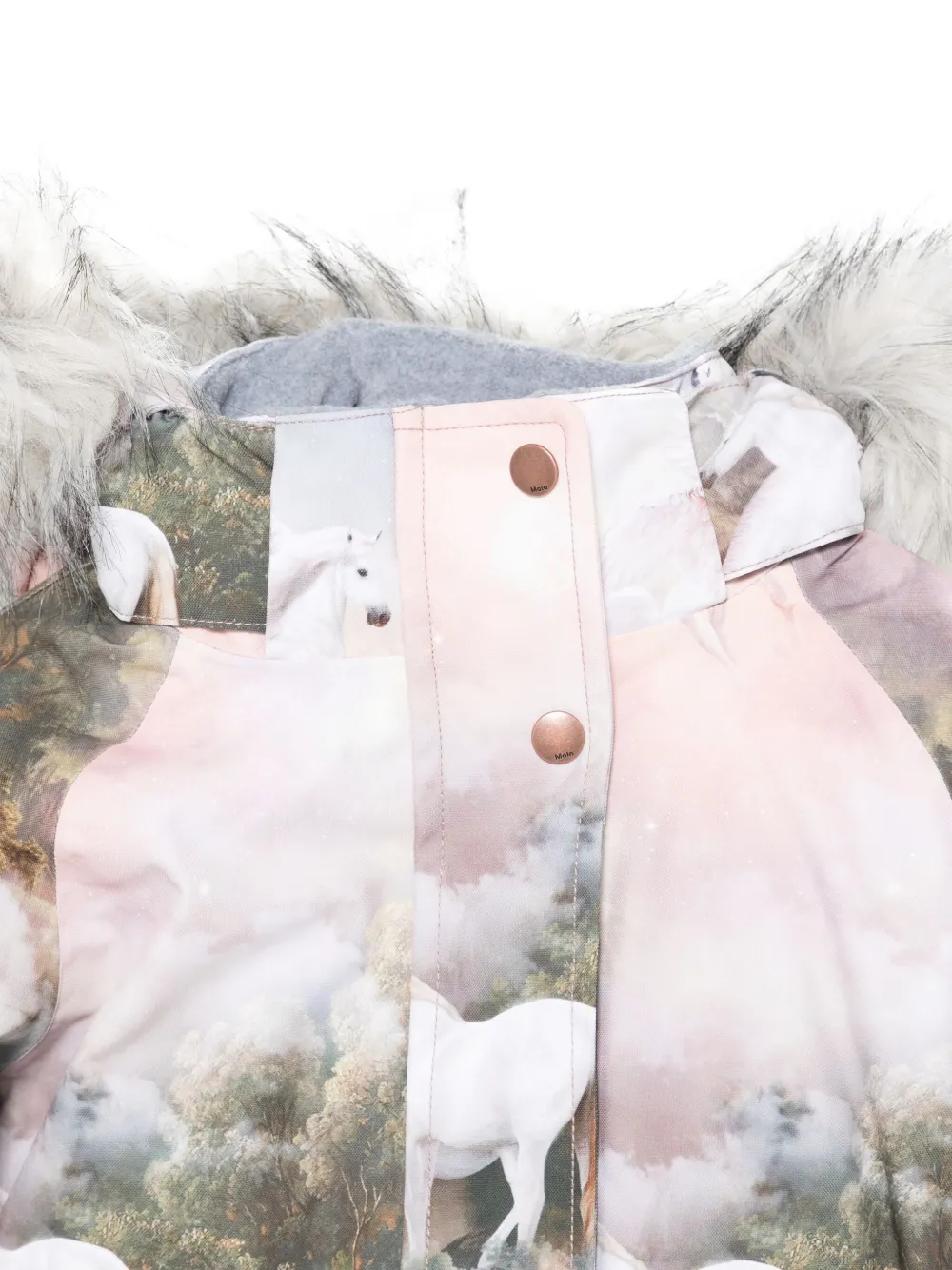 Molo Jack met capuchon en paardenprint Roze