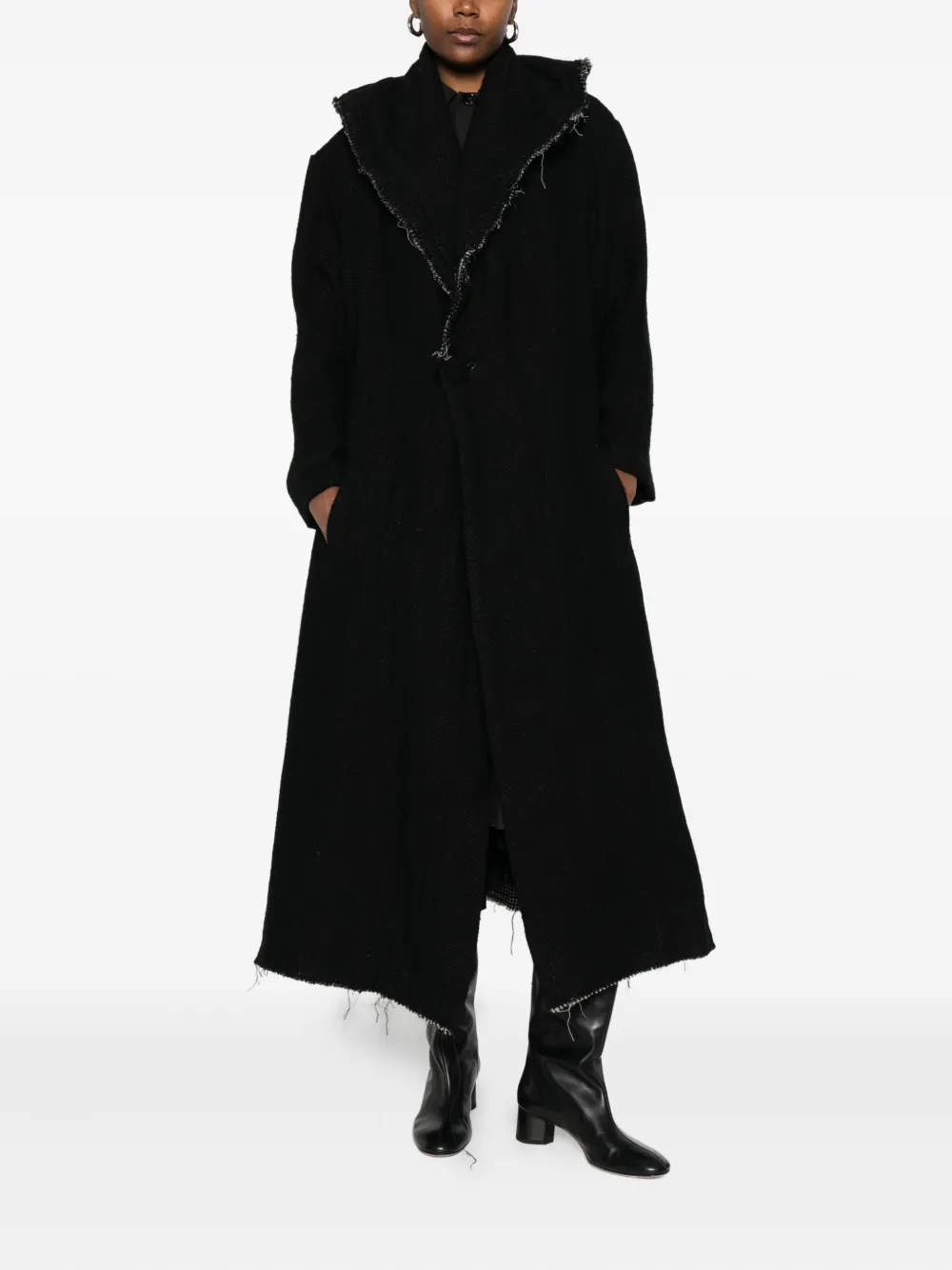 A Tentative Atelier frayed-trim coat | Single Breasted Coats | Image 2