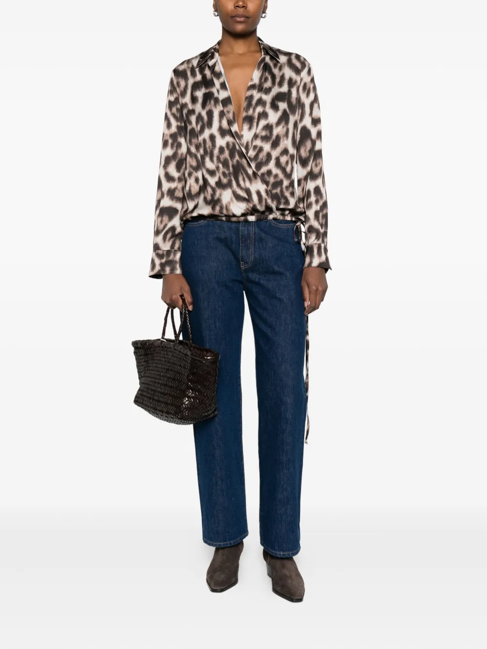 Jucca approved animal-print wrap blouse - Bruin