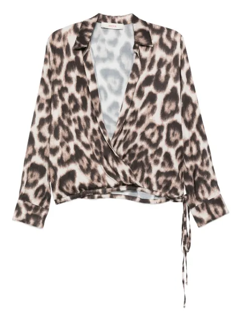 jucca approved blusa cruzada con animal print