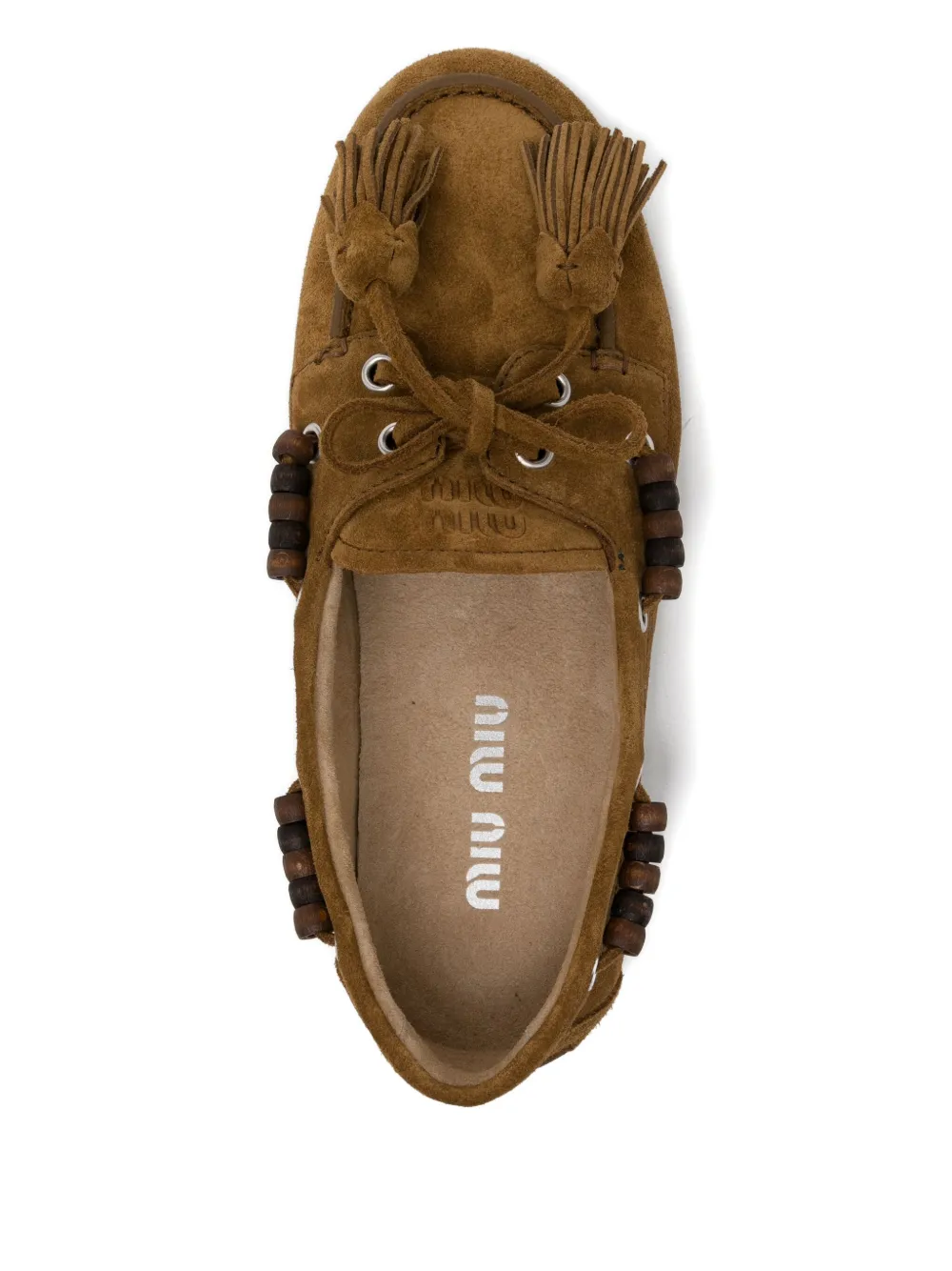 Miu Miu Suede Tassel Loafers In Multi