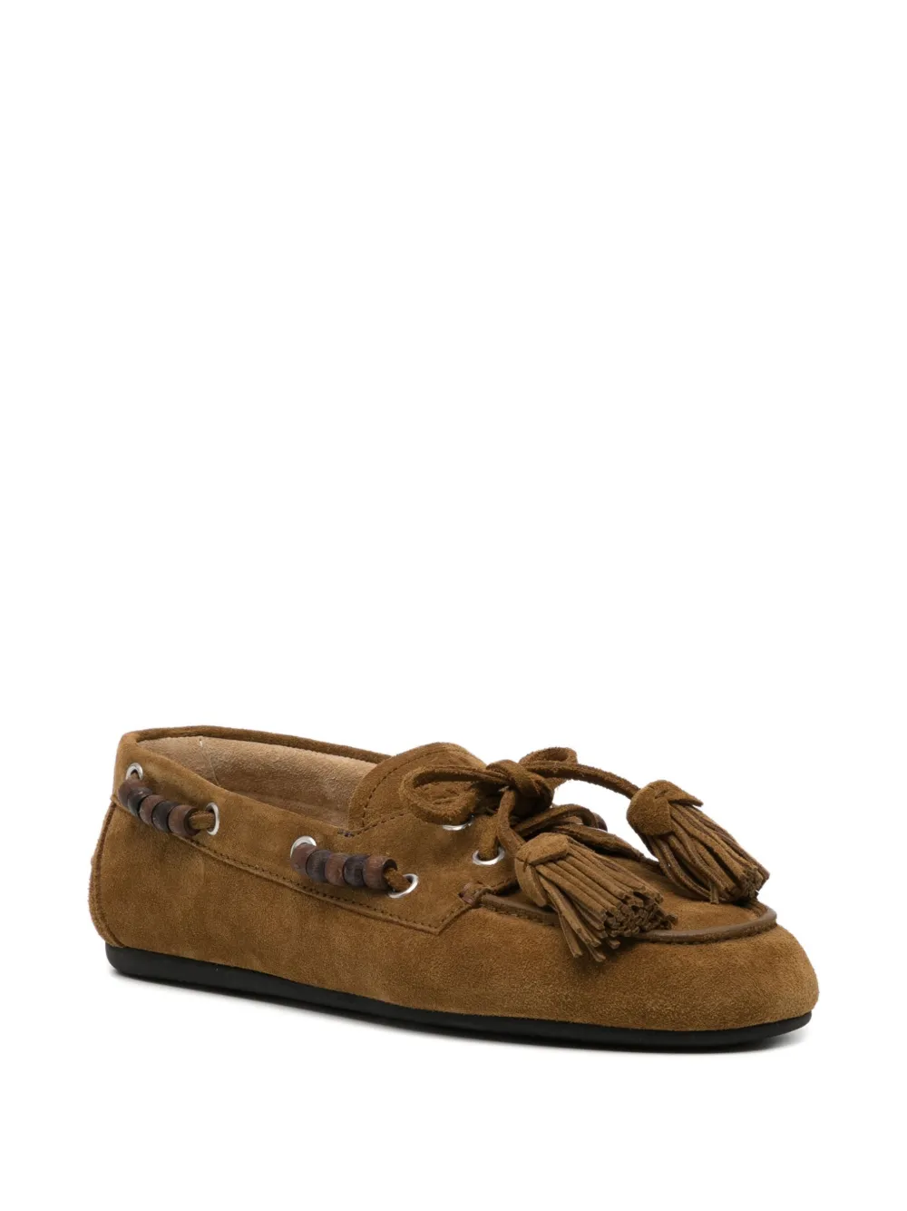 Miu Miu Suede Tassel Loafers In Multi