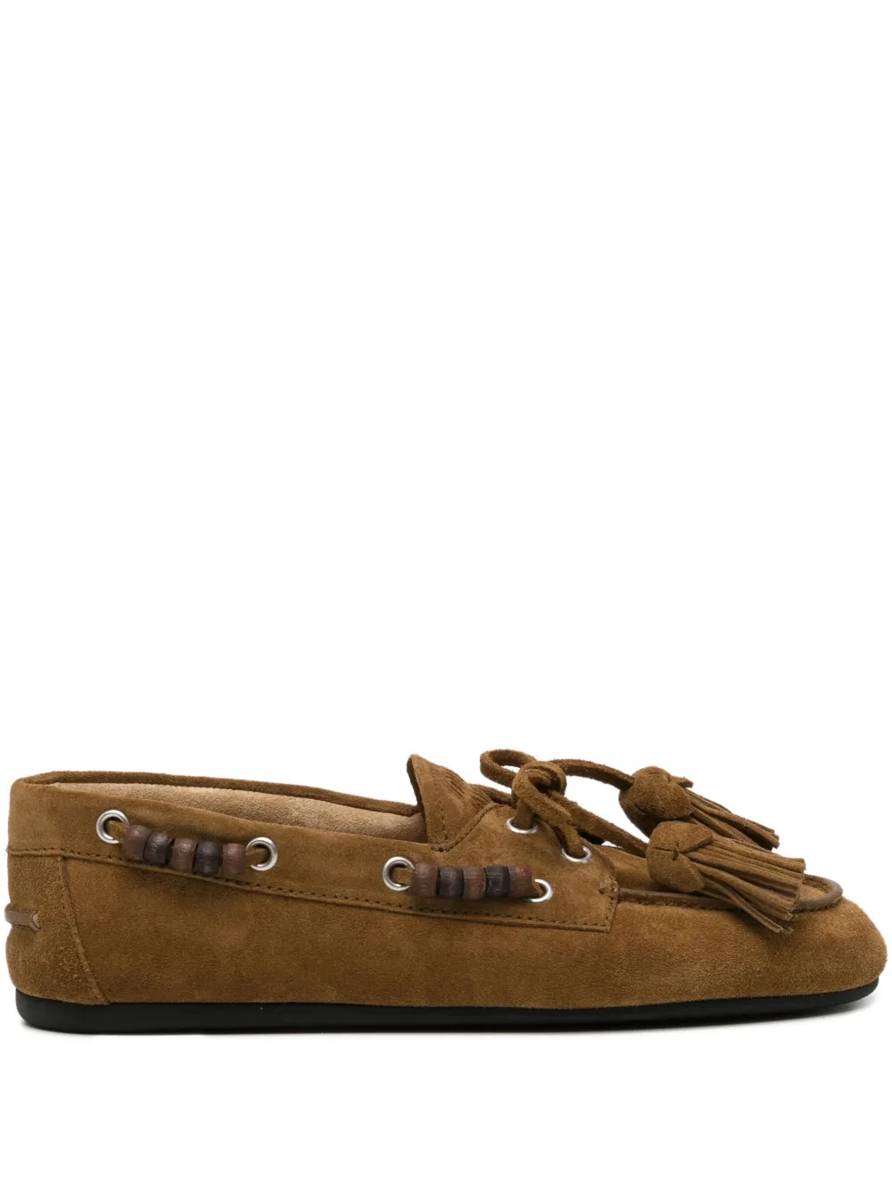 Miu Miu Suede Tassel Loafers In Multi