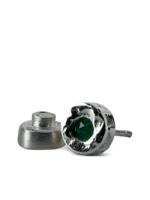 Parts of Four 10K white gold Tiny emerald stud earring
