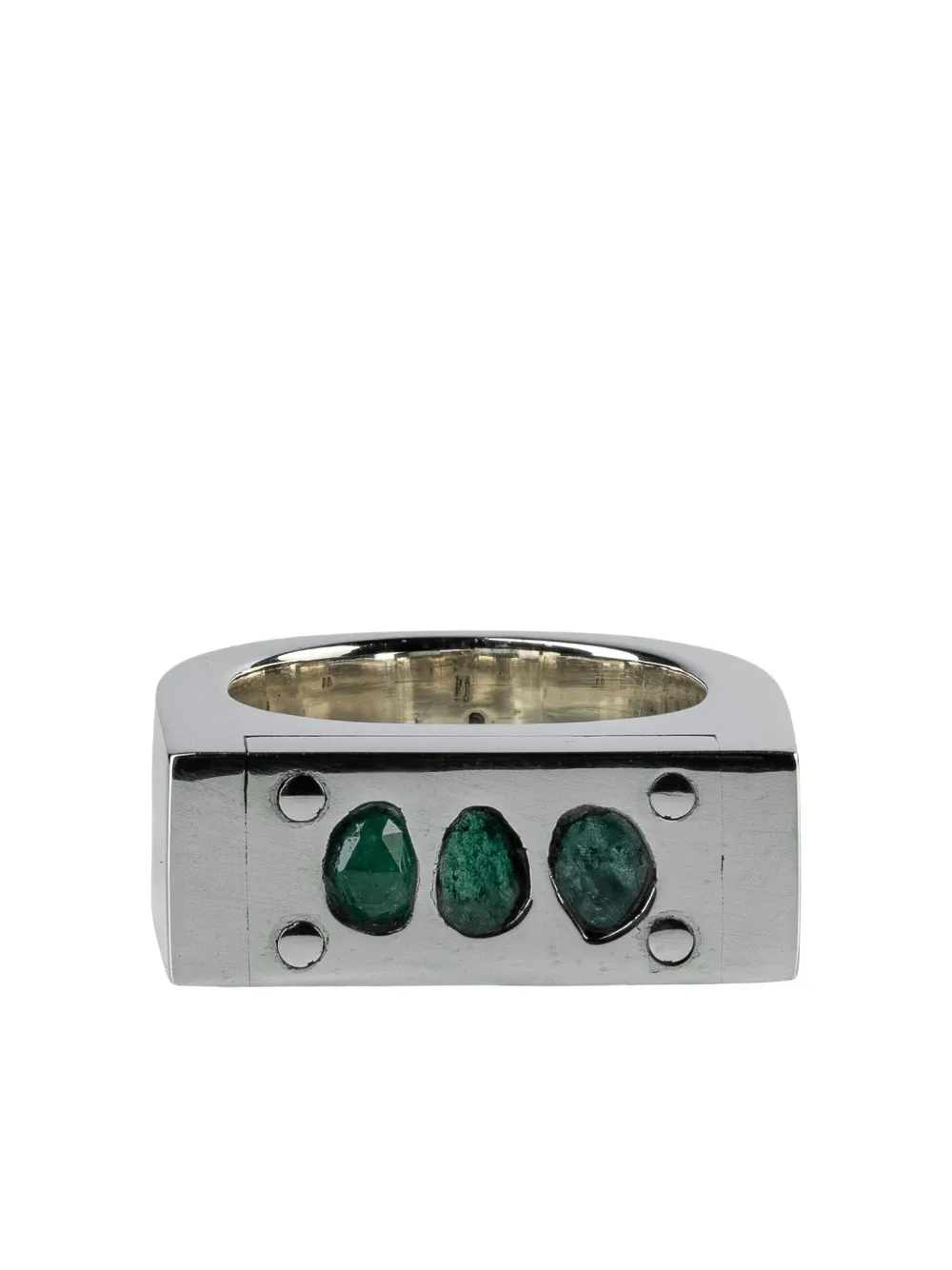 Parts Of Four Plate Ring Mit Smaragd In Metallic