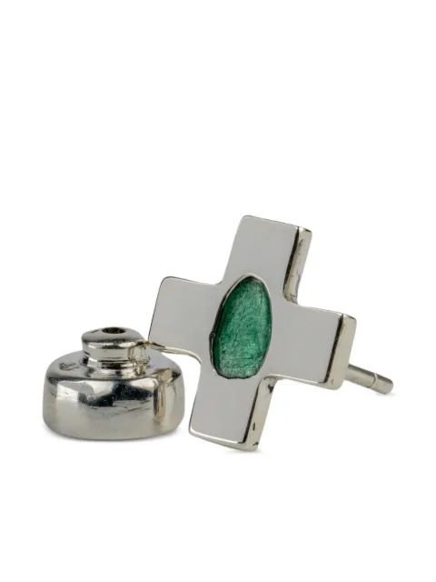 Parts of Four sterling silver Plus emerald earring