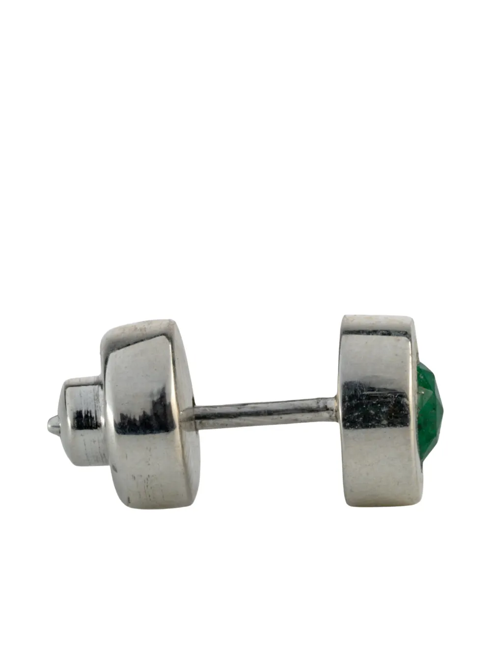Parts Of Four Emerald-embellished Stud Earring In Silver
