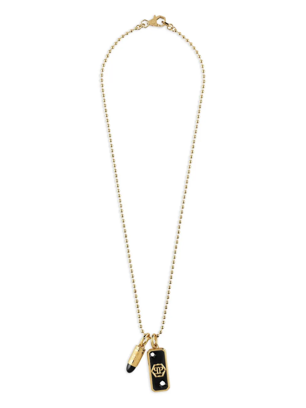 Philipp Plein Bullet-pendant Chain Necklace In Gold