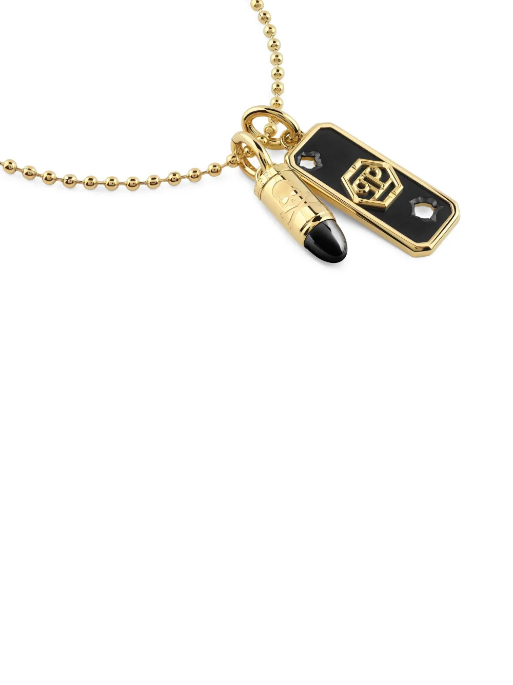 Philipp Plein Bullet-pendant Chain Necklace In Gold