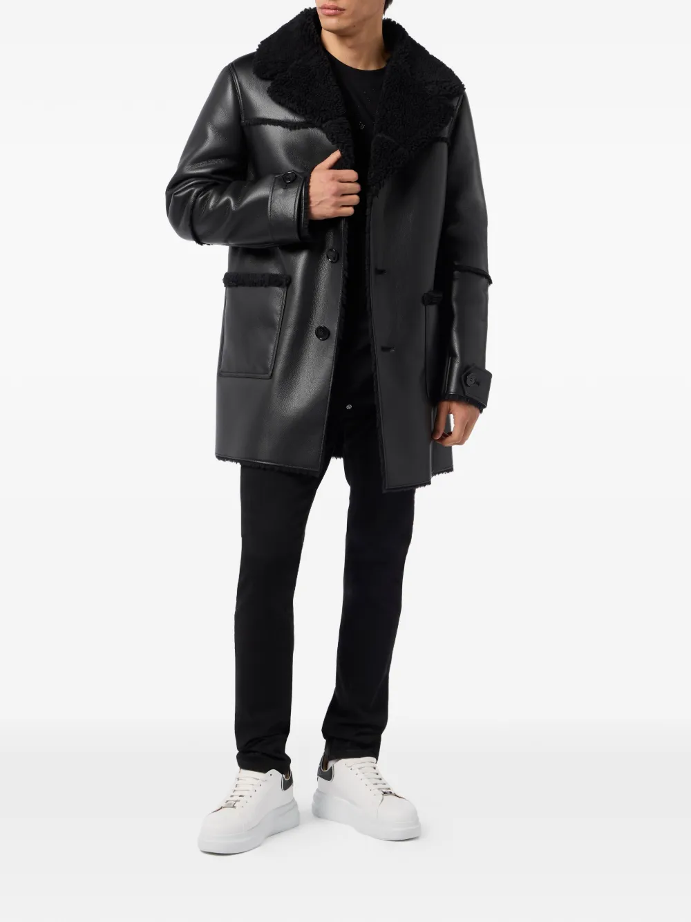 Philipp Plein faux-shearling collar jacket | Leather Jackets | Image 2