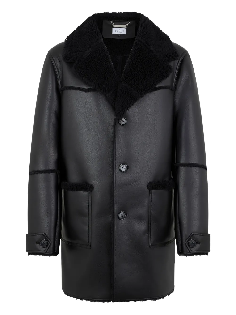 Philipp Plein faux-shearling collar jacket - Nero