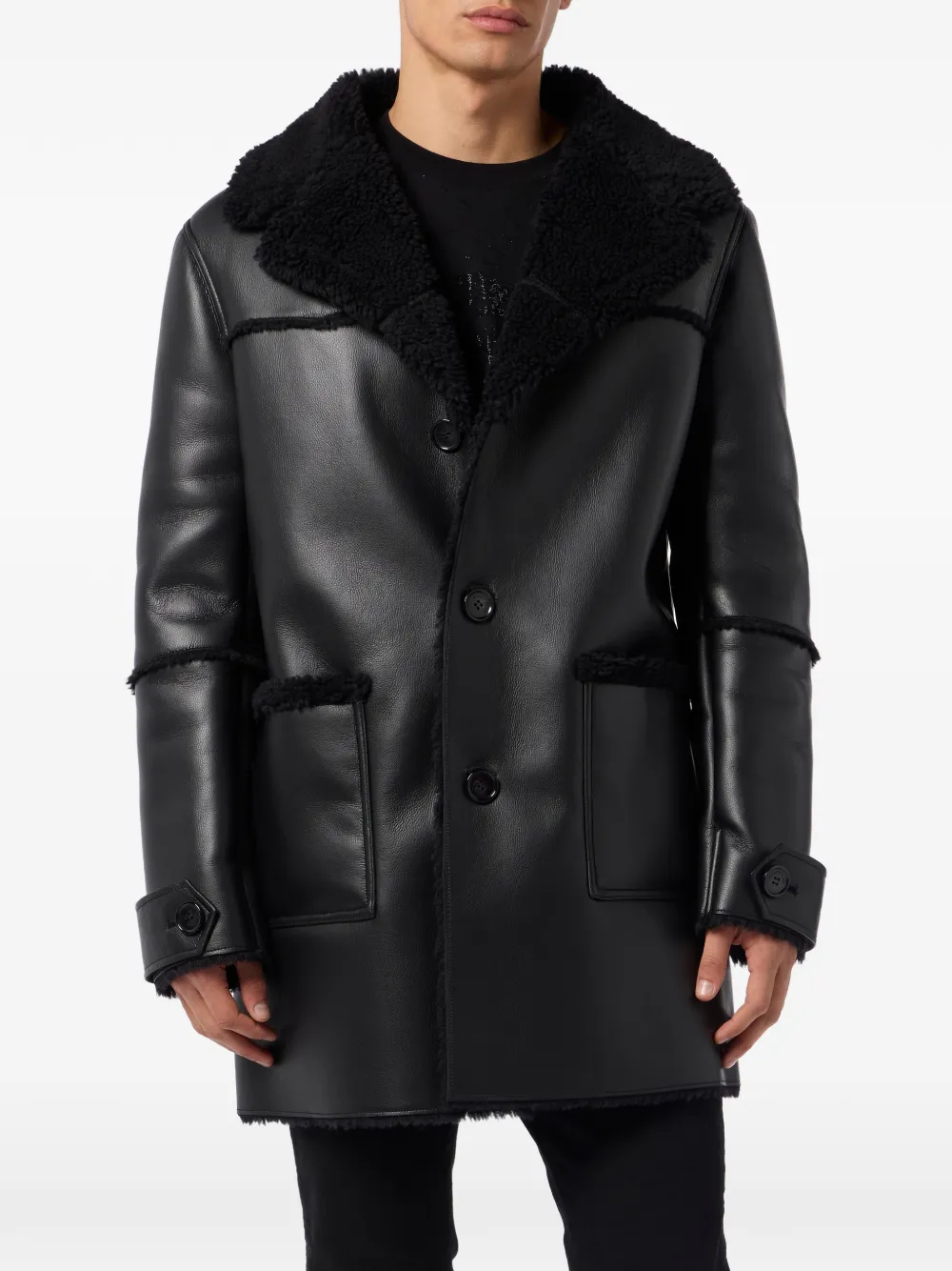Philipp Plein Jack met immitatie lamswol Zwart