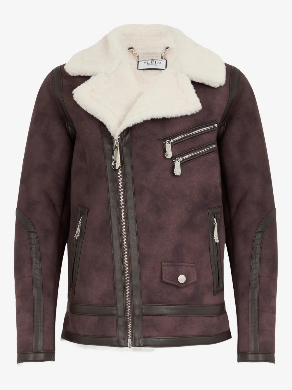 Philipp Plein zip-up biker jacket | Brown | Image 1