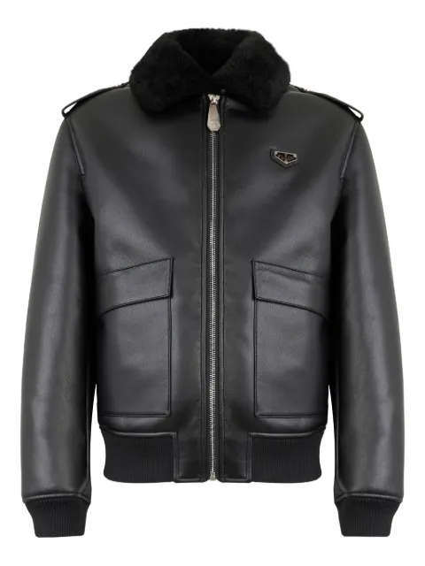 Philipp Plein shearling-texture-collar jacket