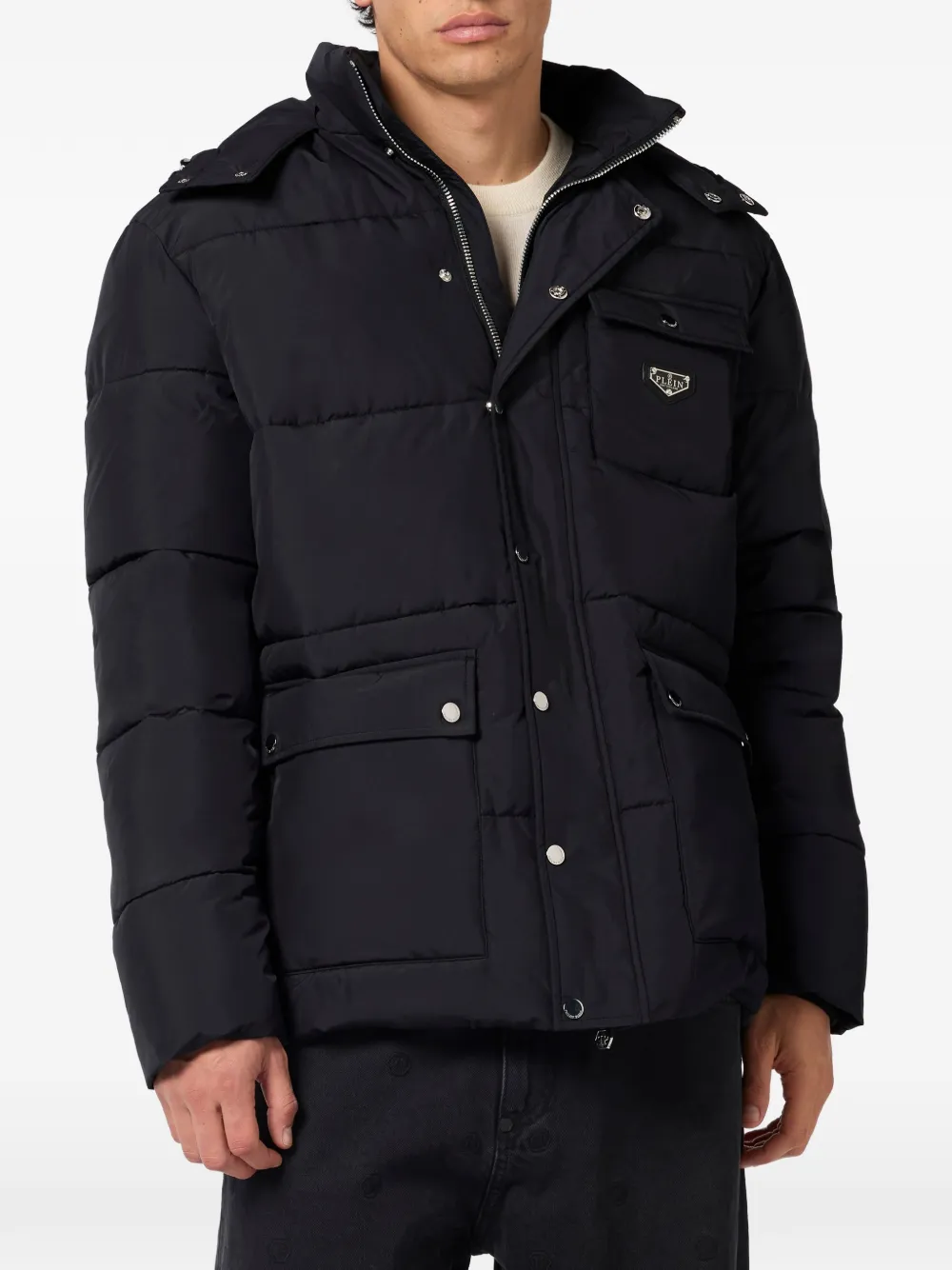 Philipp Plein Donsjack met capuchon Zwart