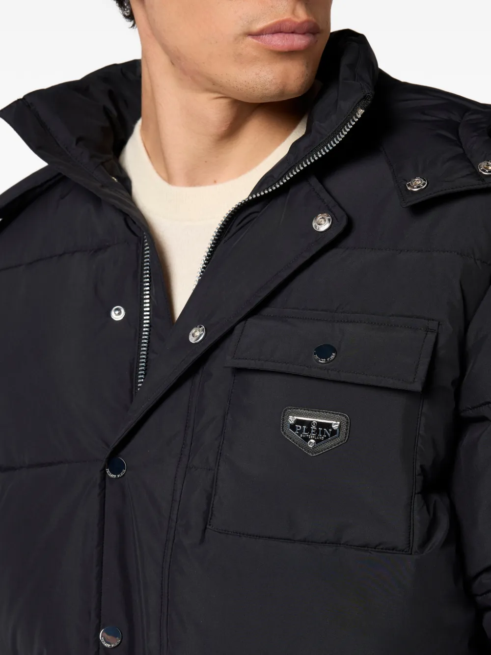 Philipp Plein Donsjack met capuchon Zwart