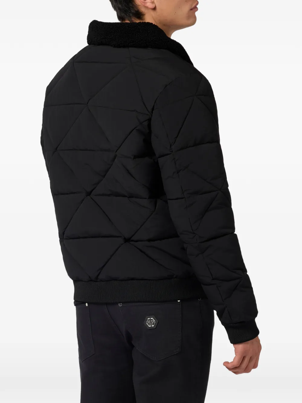 Philipp Plein Jack met gewatteerde kraag Zwart