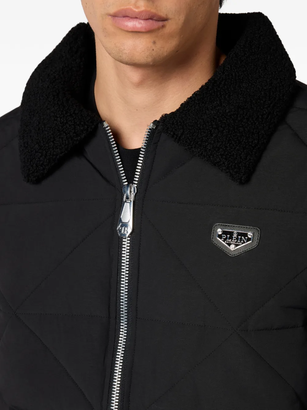 Philipp Plein Jack met gewatteerde kraag Zwart