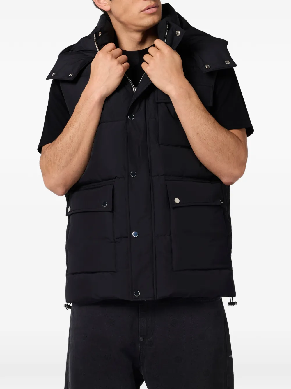 Philipp Plein Bodywarmer met capuchon Zwart