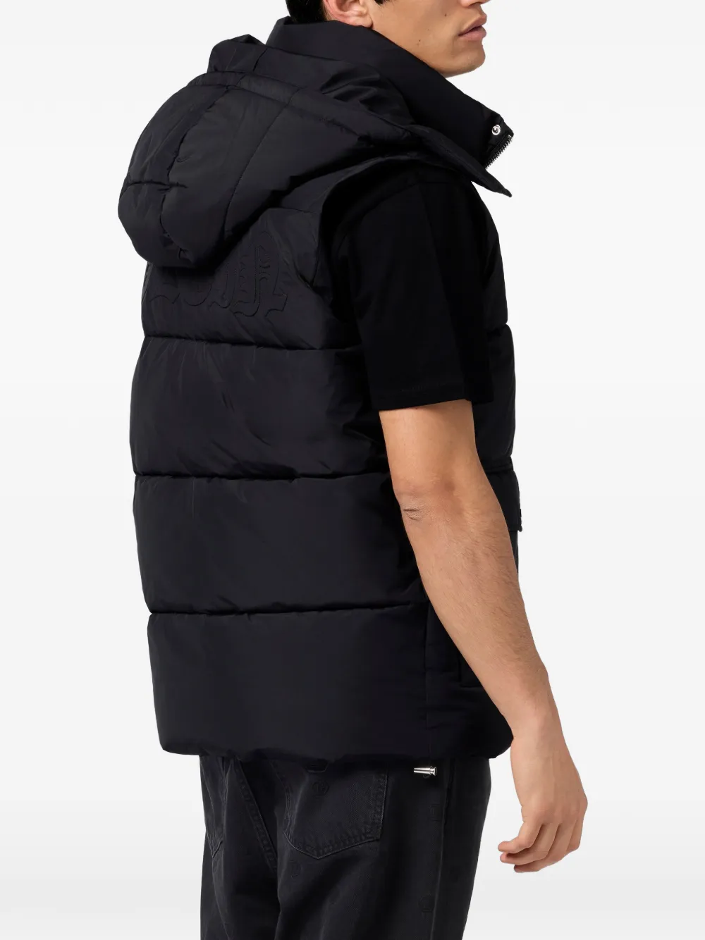 Philipp Plein Bodywarmer met capuchon Zwart