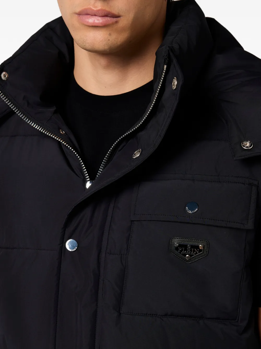 Philipp Plein Bodywarmer met capuchon Zwart