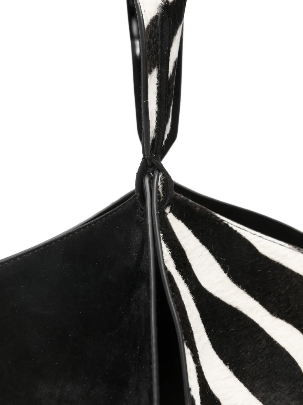KHAITE Mini-shopper met zebraprint Zwart