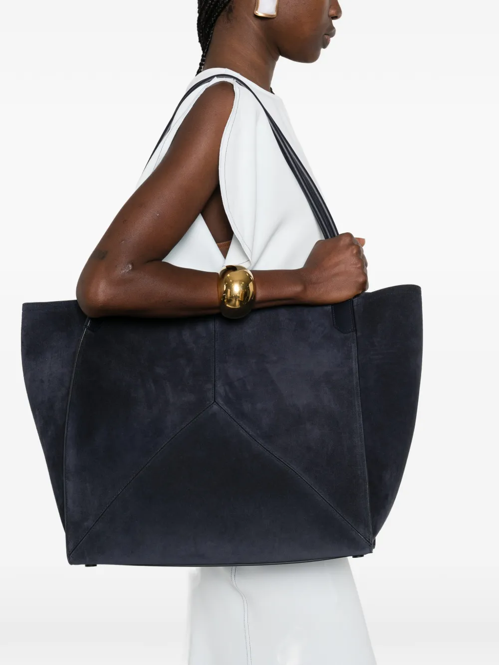 Victoria Beckham The Victoria suede tote bag - Blauw