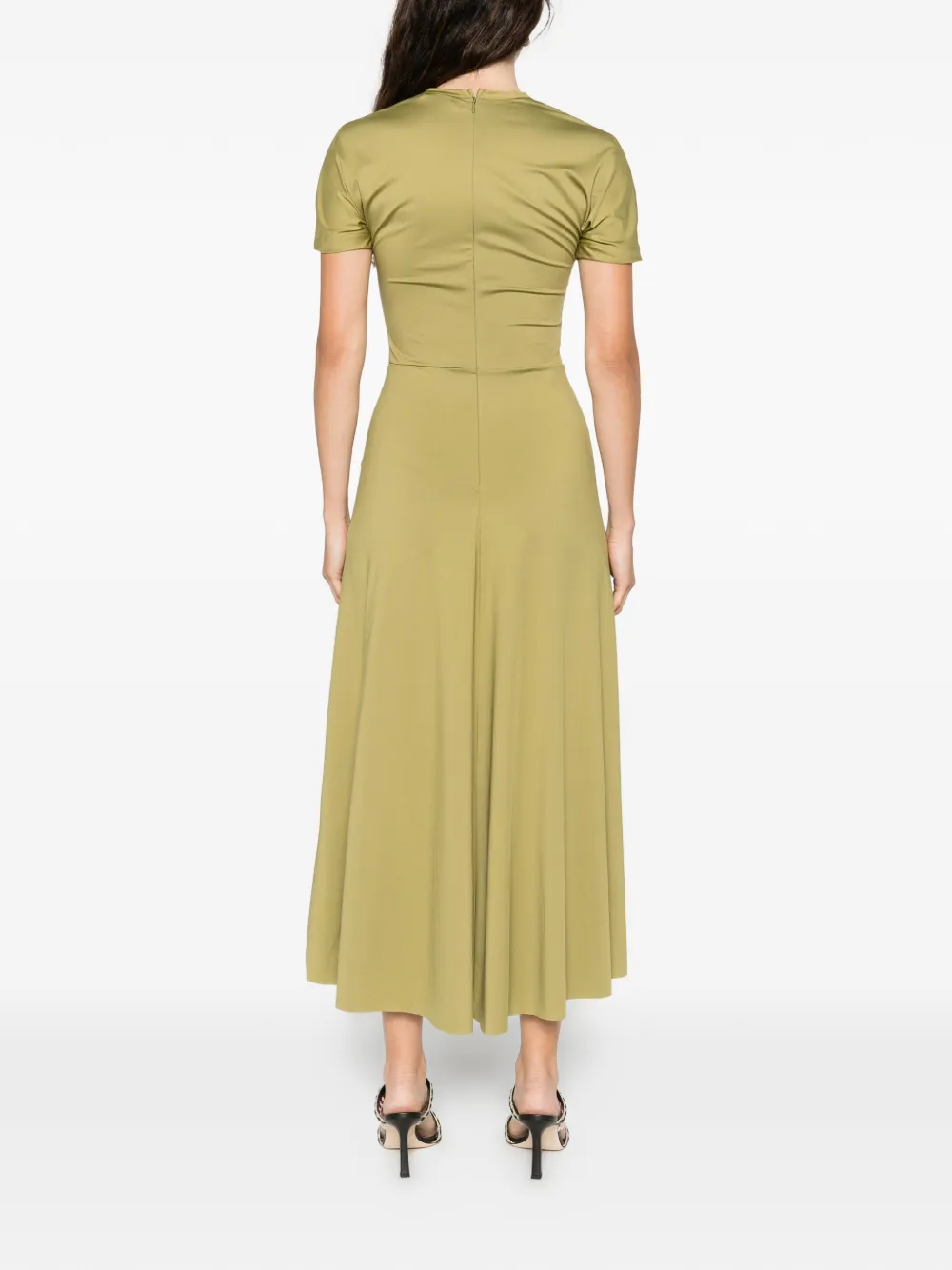 Victoria Beckham Blaire midi-jurk met korte mouwen Groen