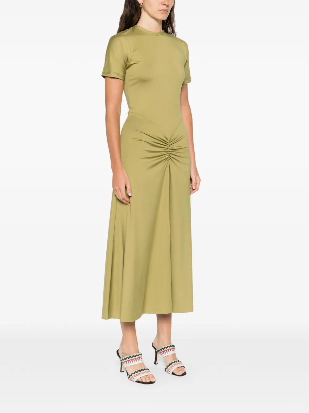 Victoria Beckham Blaire midi-jurk met korte mouwen Groen