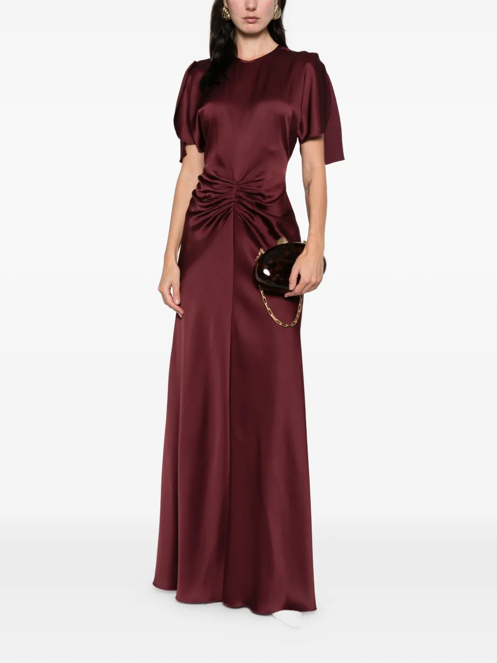 Victoria Beckham gathered waist floor length maxi dress - Rood