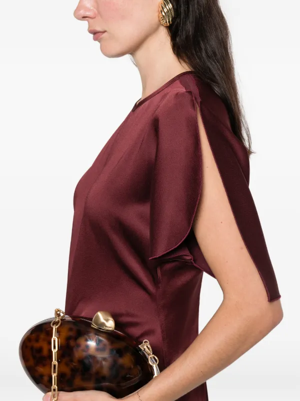 Victoria Beckham Ruched Short Sleeve Dress - Red