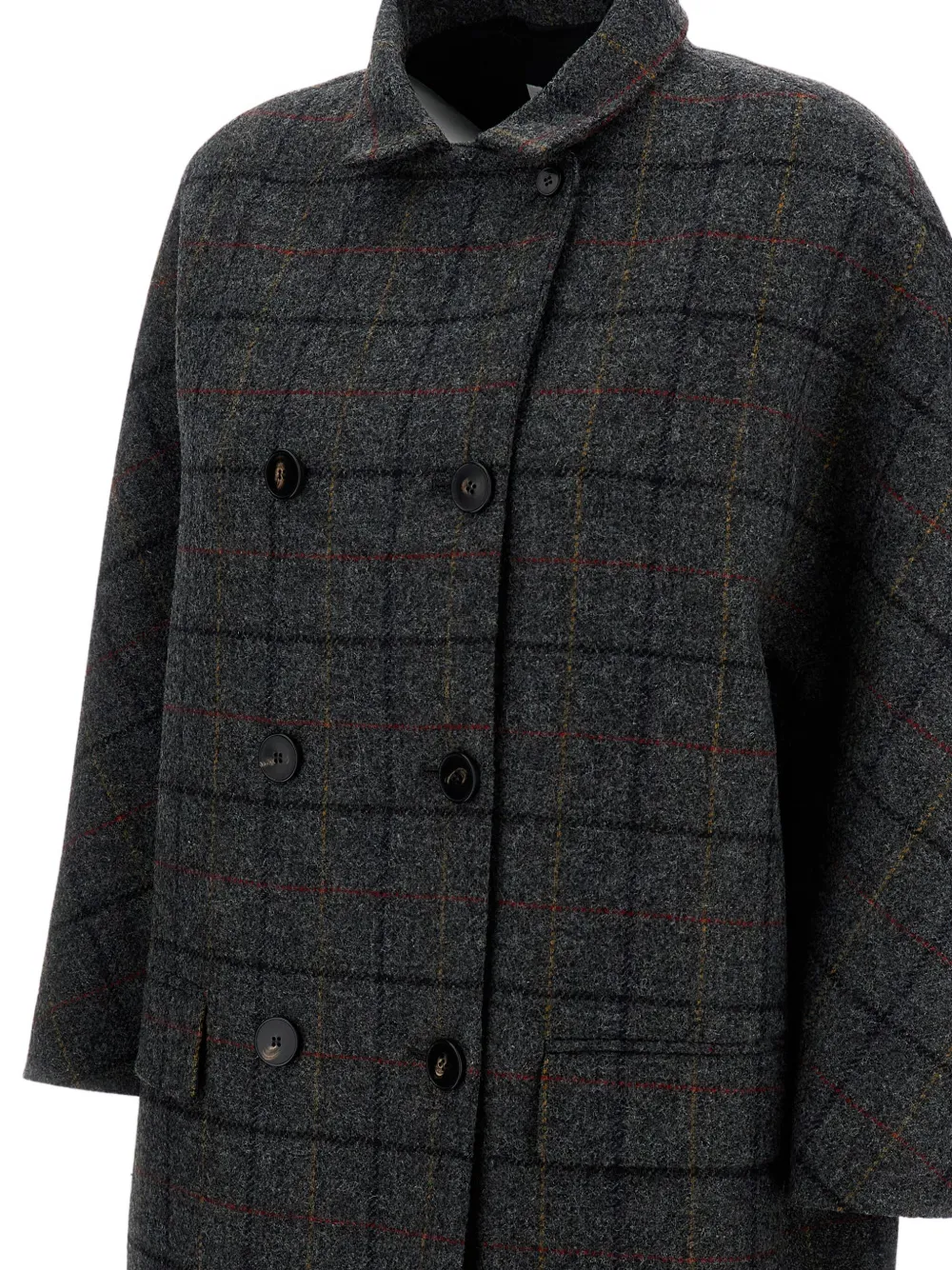 Alberto Biani Checked Double-breasted Coat In Black