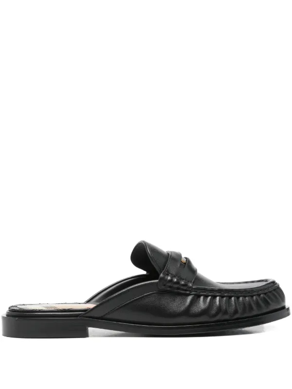Burberry Leather Cadet Mules in Black