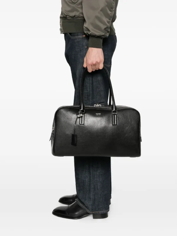 TOM FORD double-zip Leather Bowling Bag | Black | FARFETCH