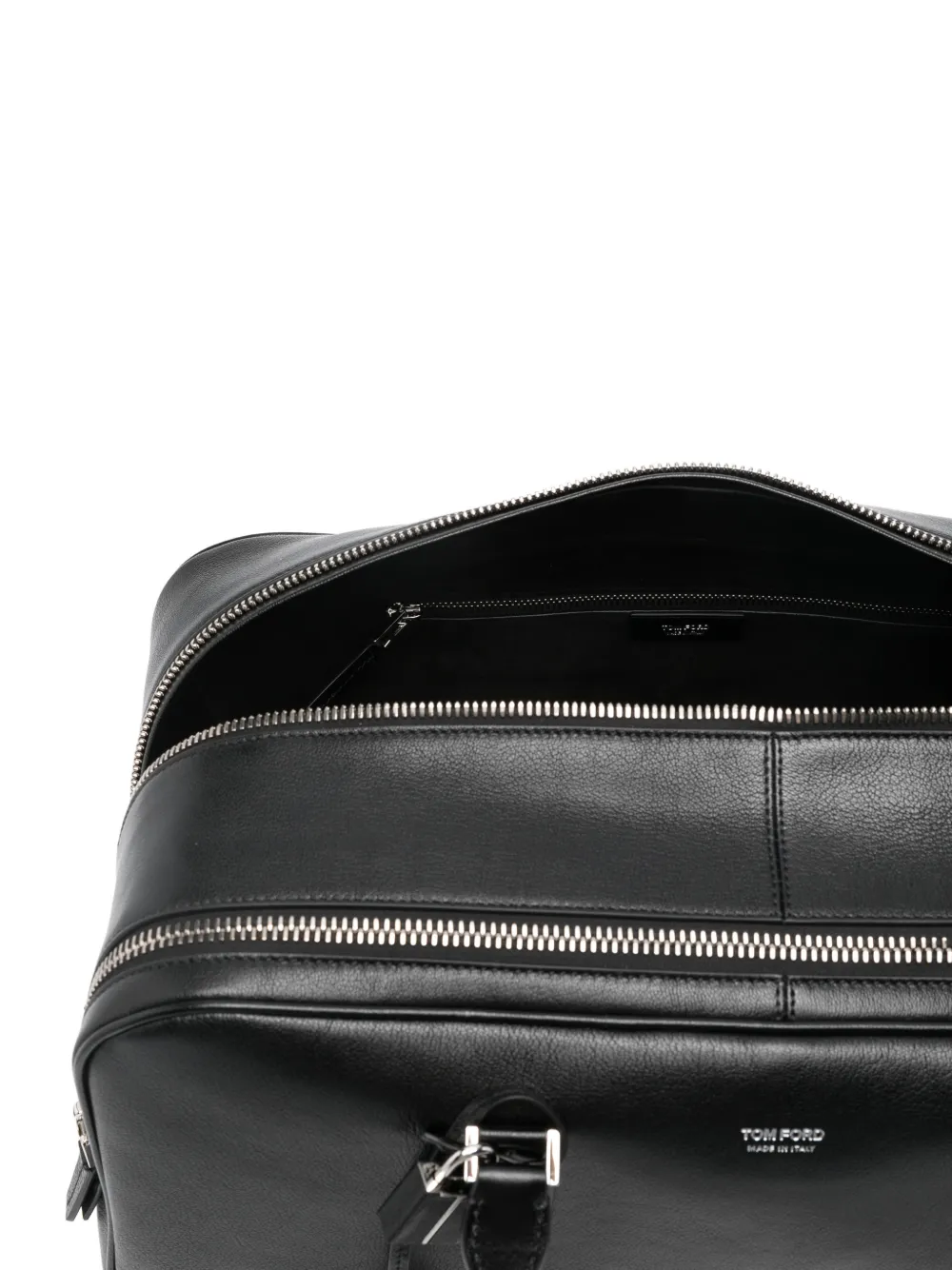 TOM FORD Leren bowlingtas met dubbele rits Zwart