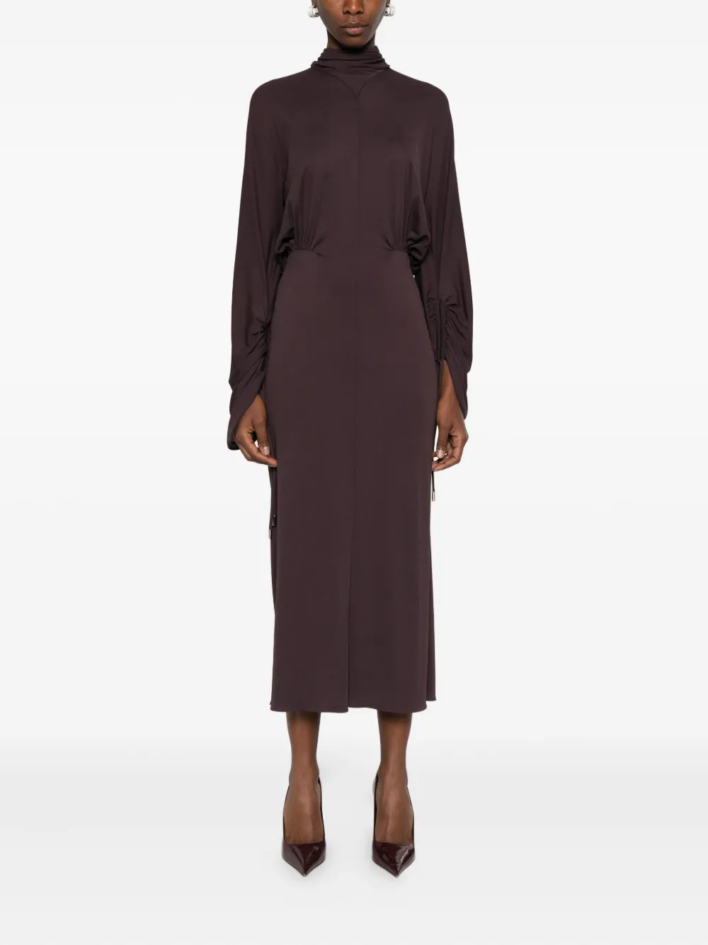 Lanvin Gesmockte midi-jurk Bruin