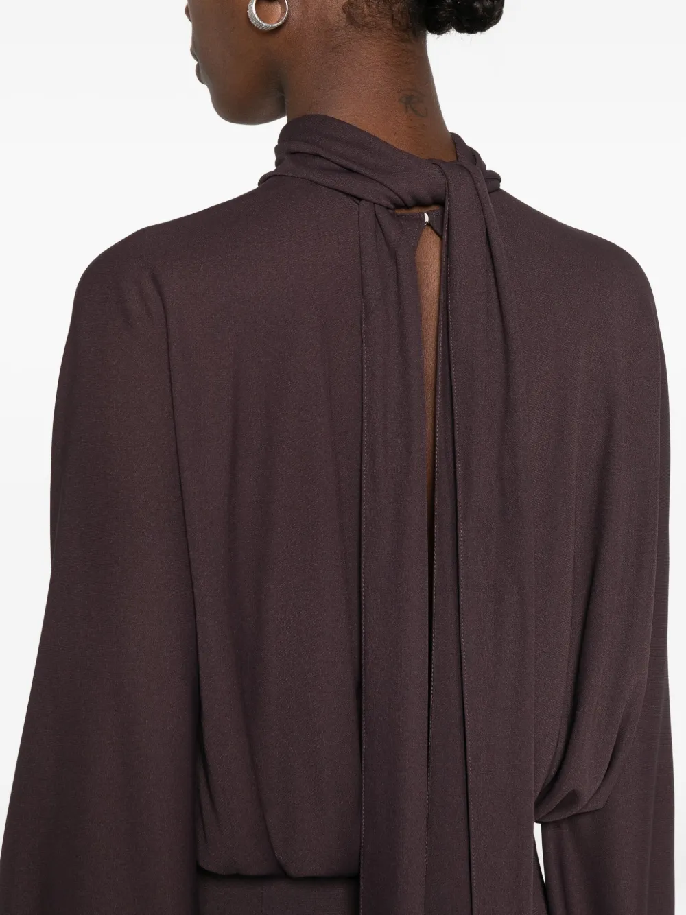 Lanvin Gesmockte midi-jurk Bruin