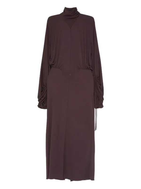Lanvin Gathered Midi Dress | Brown | FARFETCH