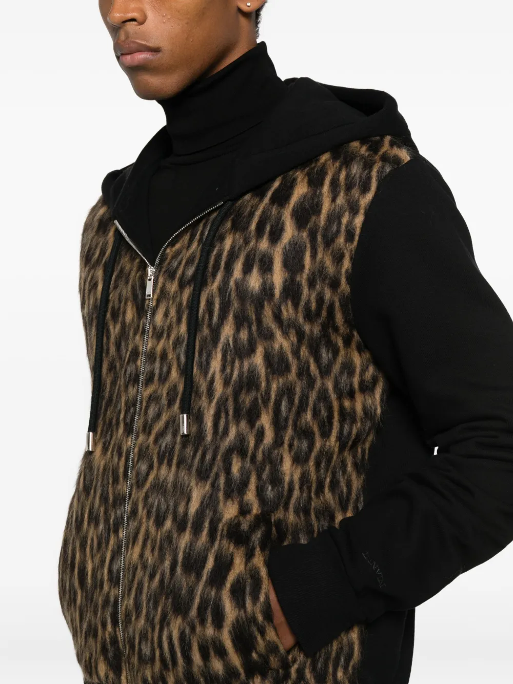 Lanvin Hoodie met dierenpatroon en rits Zwart