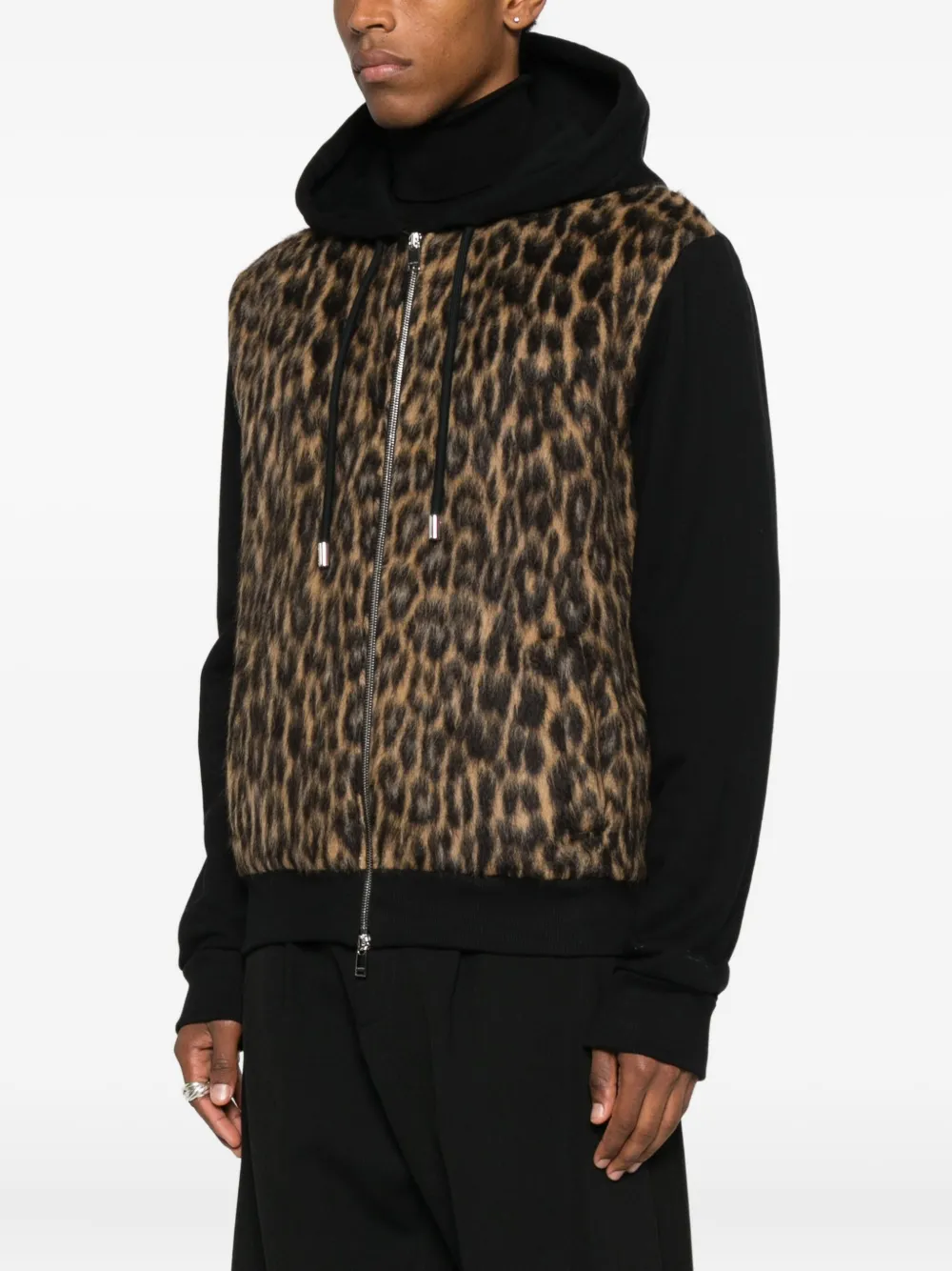 Lanvin Hoodie met dierenpatroon en rits Zwart